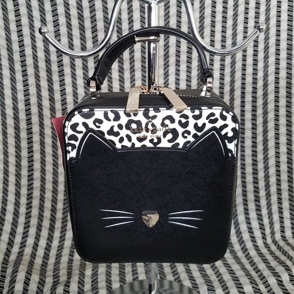 MAKE AN OFFER kate spade vanity crossbody cat meow meow black brand new with tag - Picture 3 of 7